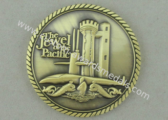 아연 합금은 개인화한 동전 태평양의 보석, 밧줄 가장자리를 가진 고대 금 도금을 위한 주물 죽습니다
