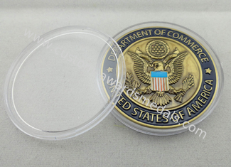 3D 주문 상업 철/고급장교/구리는 명확한 플라스틱 상자를 가진 동전을 수여합니다