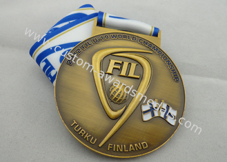 FIL U-19 구리/아연 합금/백랍은 세계 우승 리본 메달을 가진 주물 죽습니다