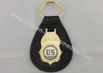 금 도금, 미국 대리인 가죽 열쇠 고리를 가진 고급장교에 의하여 개인화되는 가죽 Keychains