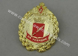 러시아 나사 기념품은 아연 합금 Eie 주물, 금 도금을 가진 3D에 의하여 명찰을 답니다