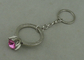 크롬 도금, 가득 차있는 기복 디자인 아연 합금을 가진 자주색 모조 다이아몬드 선전용 KeyChain