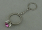 크롬 도금, 가득 차있는 기복 디자인 아연 합금을 가진 자주색 모조 다이아몬드 선전용 KeyChain